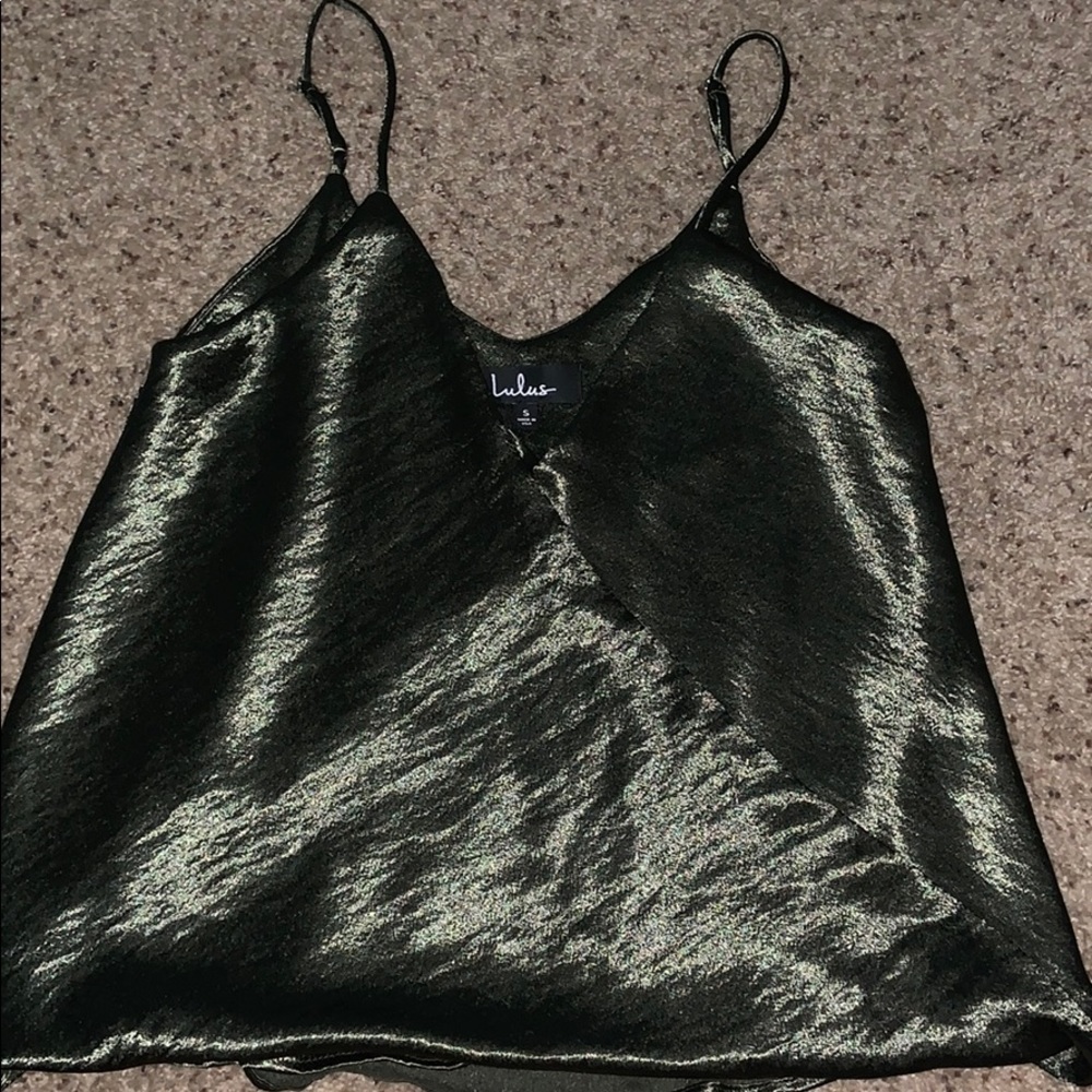 LuLus green silky formal tank